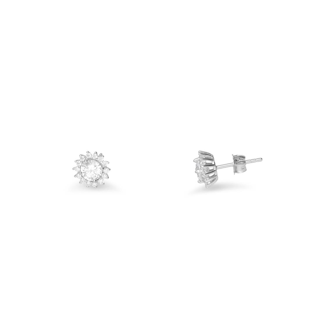 Light point earrings in silver with zircons - LUXURY MILANO