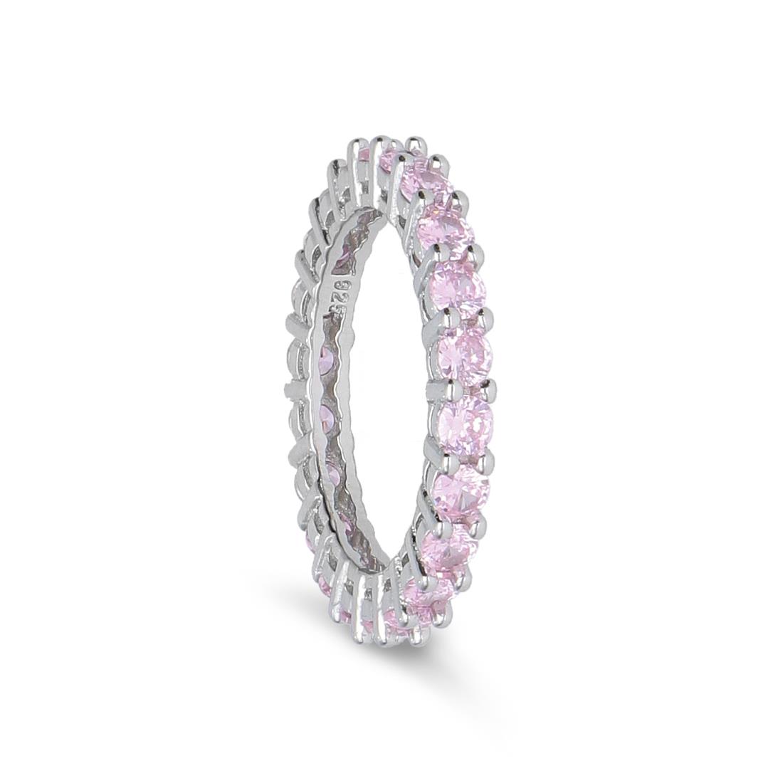 Silver eternity ring with pink zircons - LUXURY MILANO