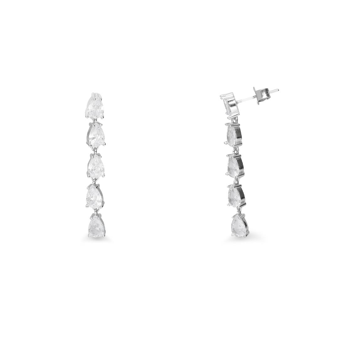 Orecchini pendenti in argento con zirconi bianchi - LUXURY MILANO