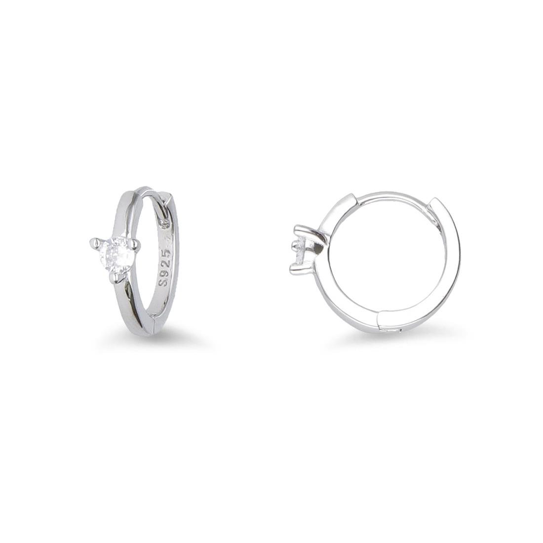 Silver hoop earrings with white zircon - LUXURY MILANO