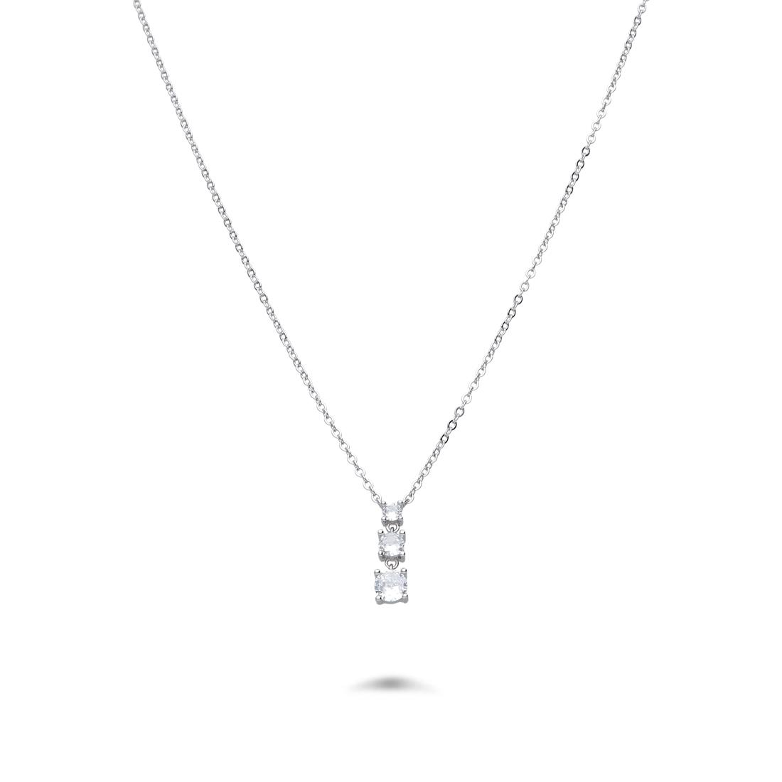 Trilogy necklace in silver with white zircons - LUXURY MILANO