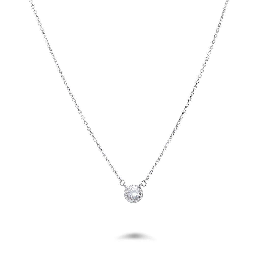 Light point necklace in silver with white zircons - LUXURY MILANO