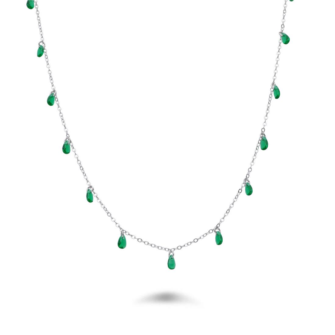 Silver necklace with green zircons - LUXURY MILANO
