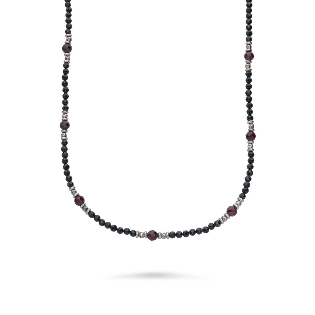 Long men's necklace in silver with spinel and garnet - ALFIERI & ST. JOHN 925