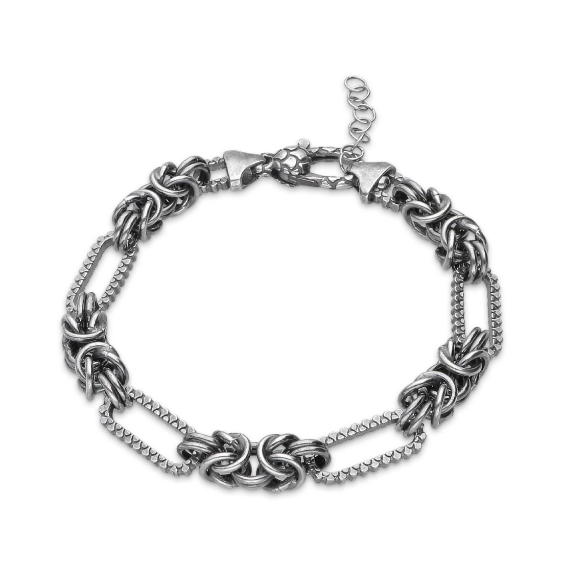 Men's silver bracelet with alternating link chain - ALFIERI & ST. JOHN 925