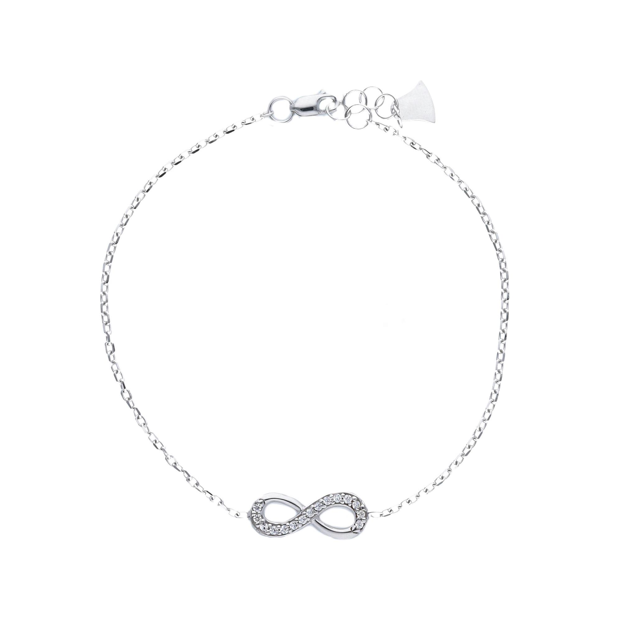 Bracciale in oro bianco con zirconi simbolo infinito - LUXURY MILANO