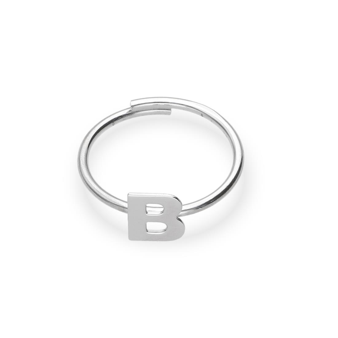 Letter B ring in rhodium-plated silver - DESIDERI PREZIOSI