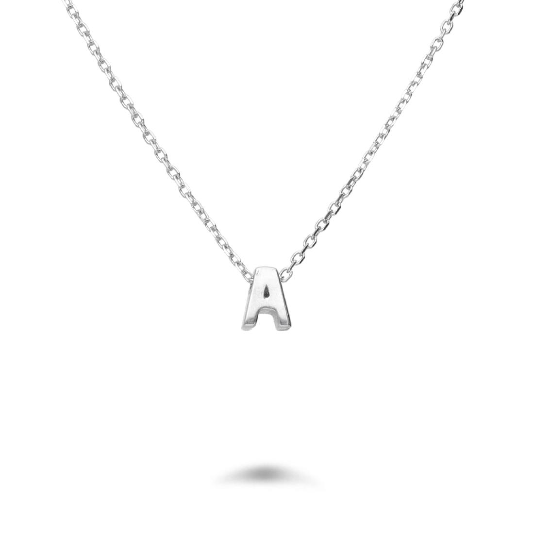 Rolò necklace in rhodium-plated silver with letter A - DESIDERI PREZIOSI