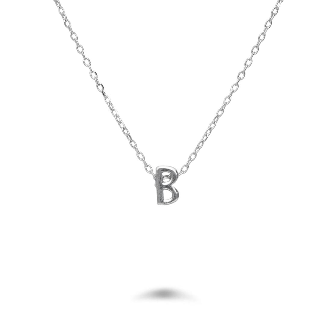 Rolò necklace in rhodium-plated silver with letter B - DESIDERI PREZIOSI