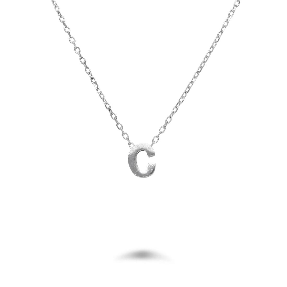 Rolò necklace in rhodium-plated silver with letter C - DESIDERI PREZIOSI