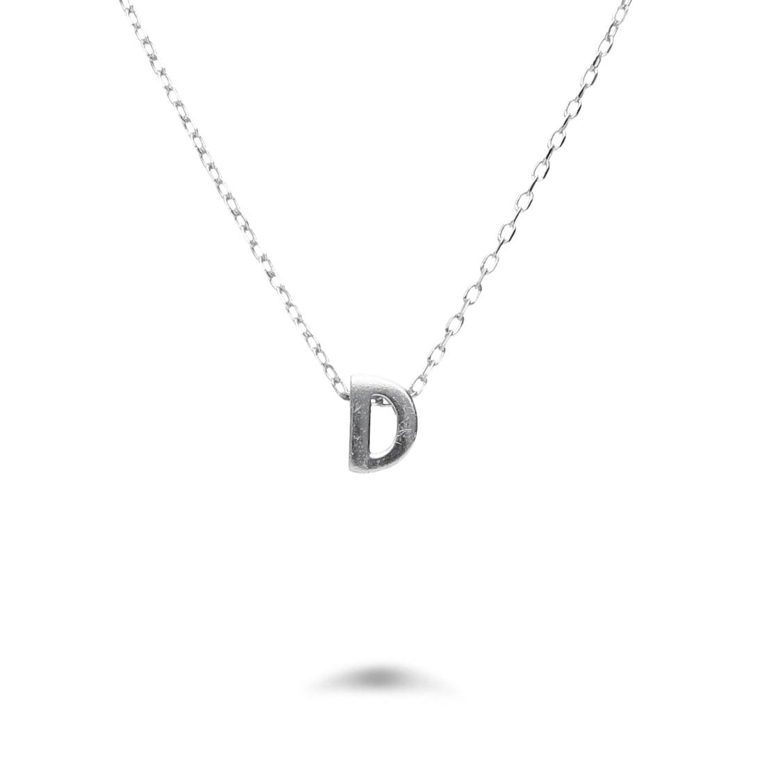 Rolò necklace in rhodium-plated silver with letter D - DESIDERI PREZIOSI