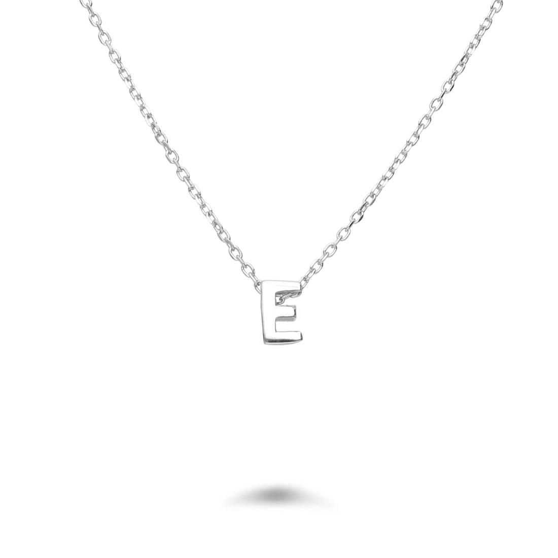 Rolò necklace in rhodium-plated silver with letter E - DESIDERI PREZIOSI