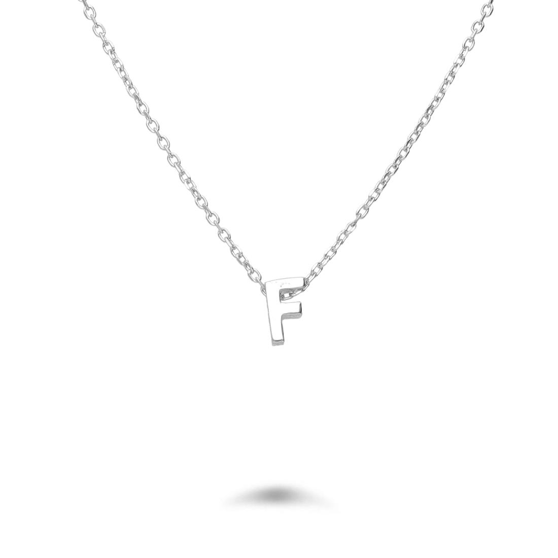 Rolò necklace in rhodium-plated silver with letter F - DESIDERI PREZIOSI