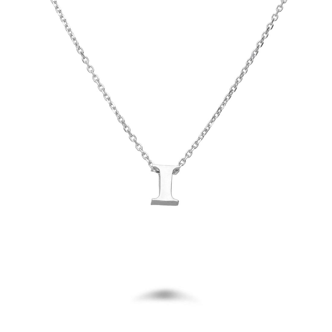 Rolò necklace in rhodium-plated silver with letter I - DESIDERI PREZIOSI