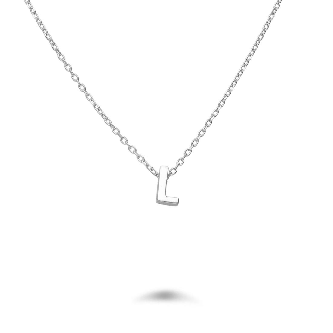 Rolò necklace in rhodium-plated silver with letter L - DESIDERI PREZIOSI