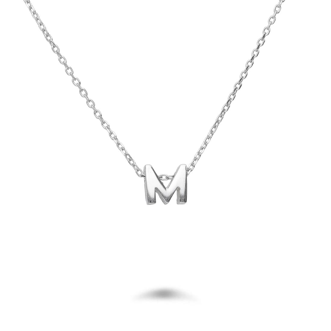 Rolò necklace in rhodium-plated silver with letter M - DESIDERI PREZIOSI