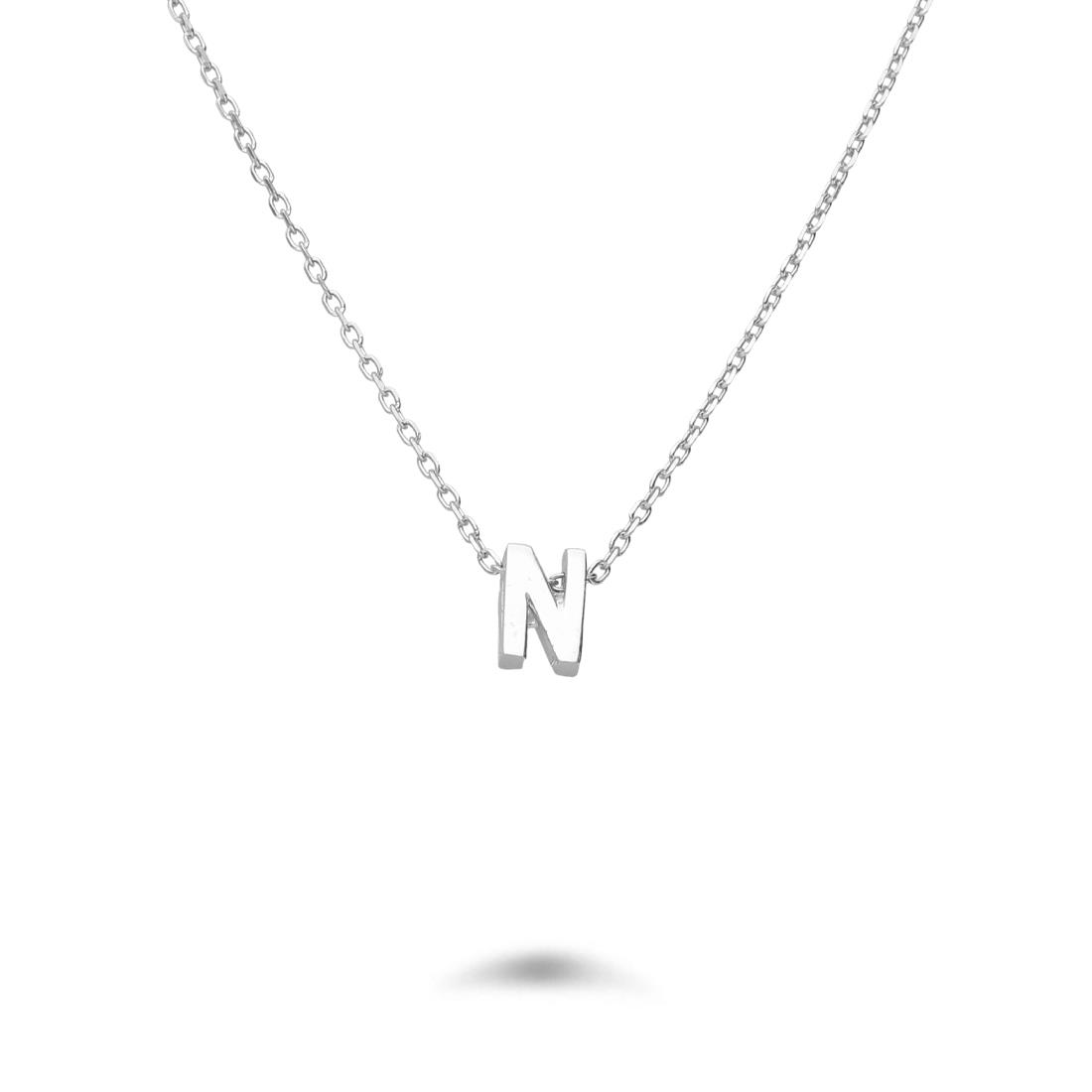 Rolò necklace in rhodium-plated silver with letter N - DESIDERI PREZIOSI