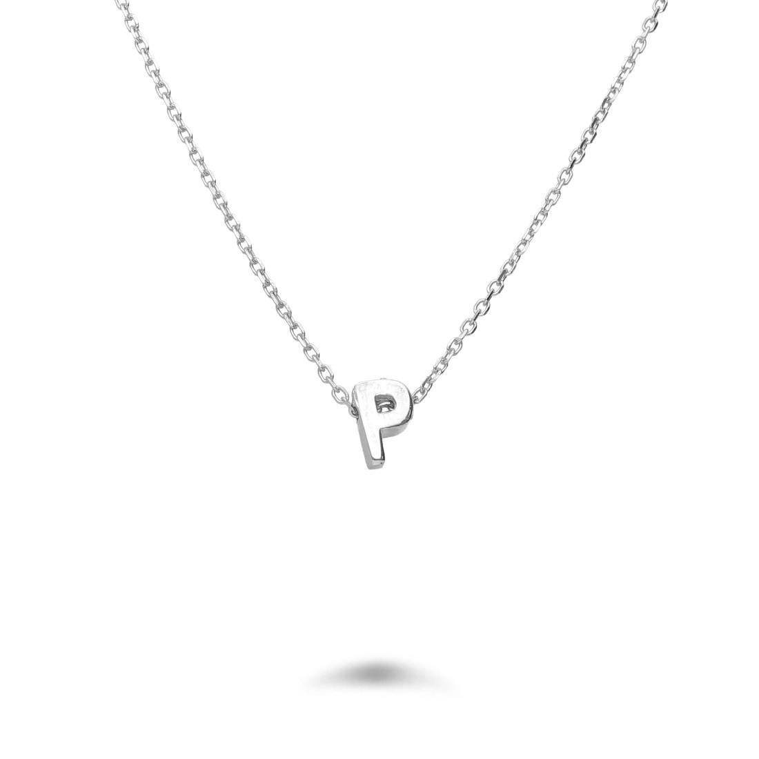 Rolò necklace in rhodium-plated silver with letter P - DESIDERI PREZIOSI