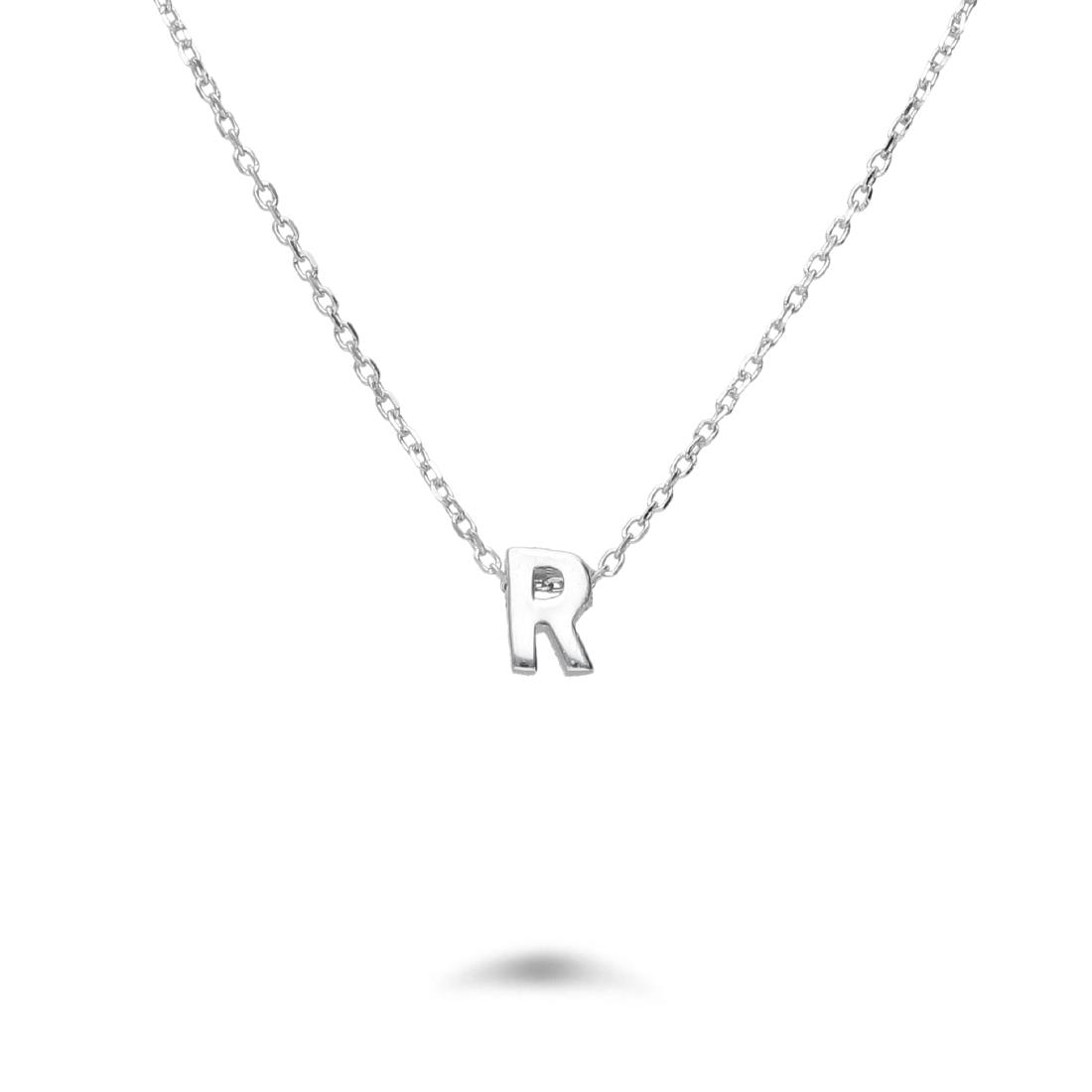 Rolò necklace in rhodium-plated silver with letter R - DESIDERI PREZIOSI