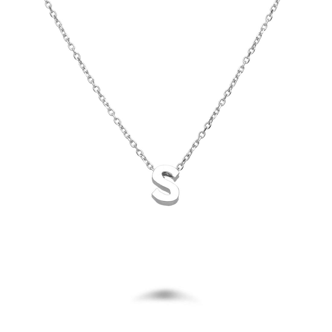 Rolò necklace in rhodium-plated silver with letter S - DESIDERI PREZIOSI