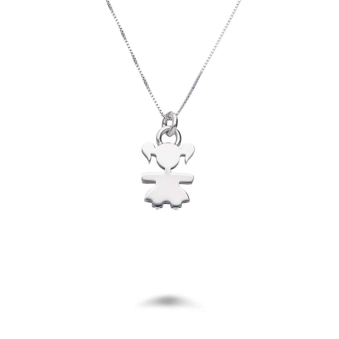 Necklace in rhodium-plated silver with little girl pendant - DESIDERI PREZIOSI
