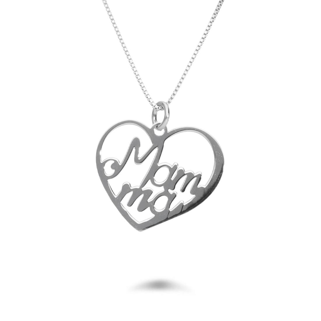 Rhodium-plated silver necklace with heart pendant - DESIDERI PREZIOSI