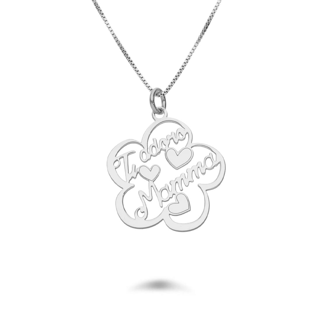 Rhodium-plated silver necklace with heart pendant - DESIDERI PREZIOSI