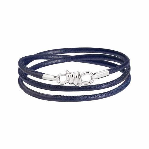 Silver knot bracelet with leather cord - DODO