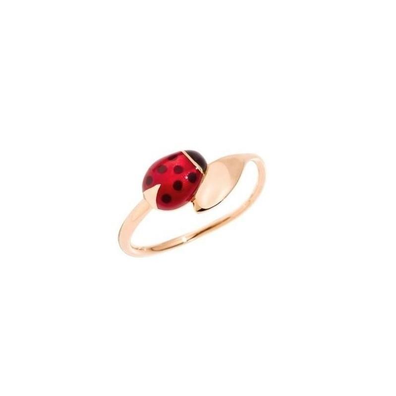 Anello in oro rosa 9kt con smalto rosso - DODO