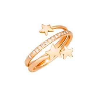 Anillo espiral en oro rosa de 9 ct y diamantes - DODO