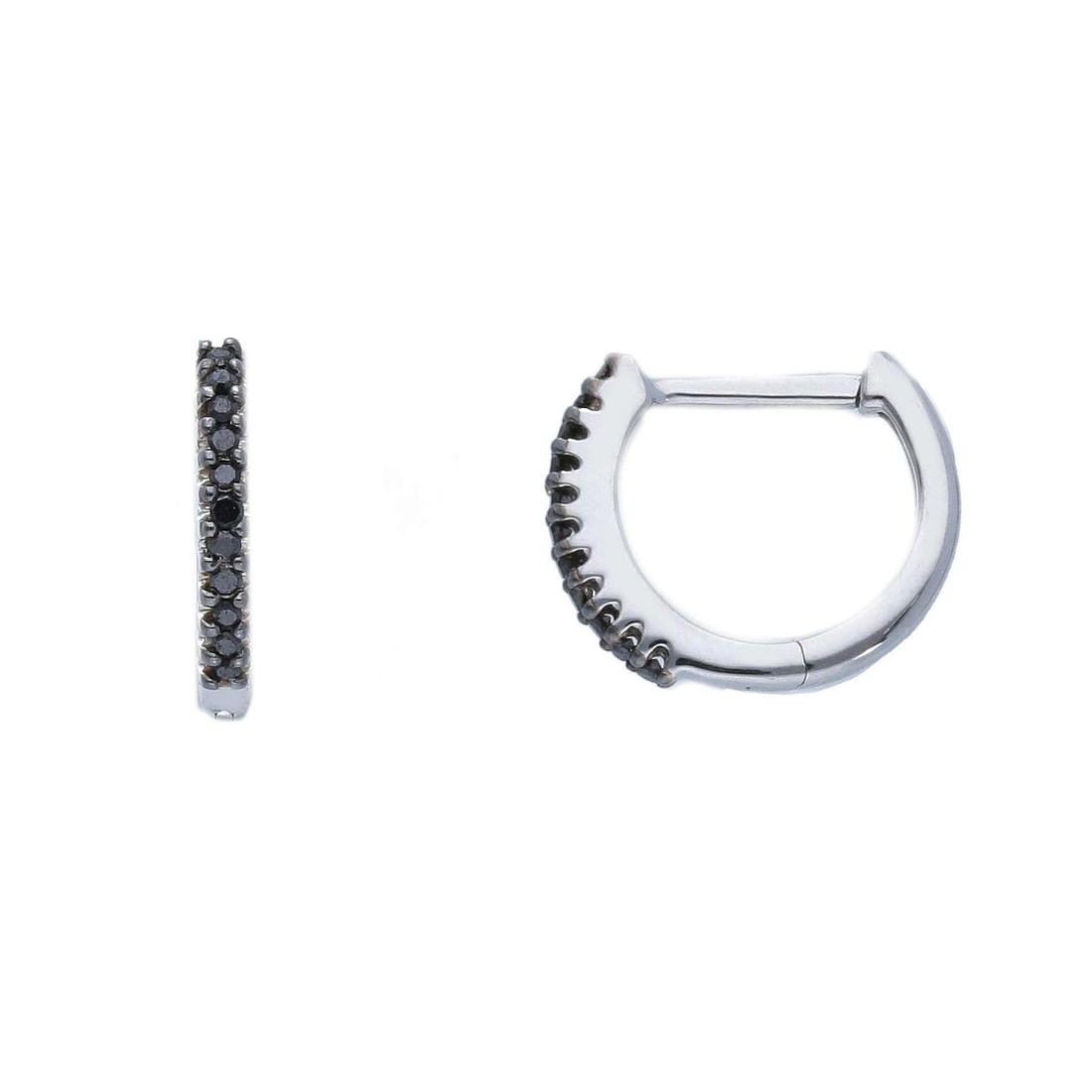 Single hoop earring Mirror with black diamonds - ALFIERI & ST. JOHN