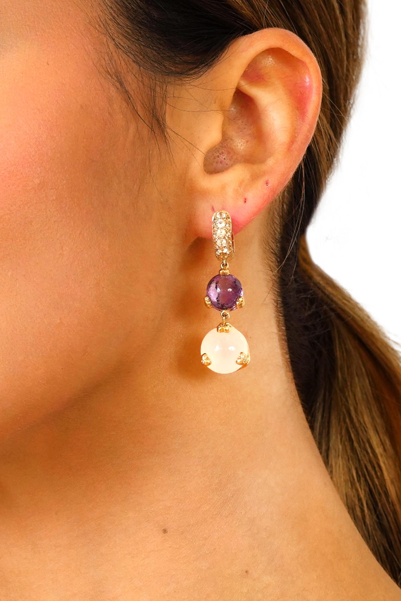 Pendientes colgantes Sissi en oro rojo con diamantes y piedras - PASQUALE BRUNI