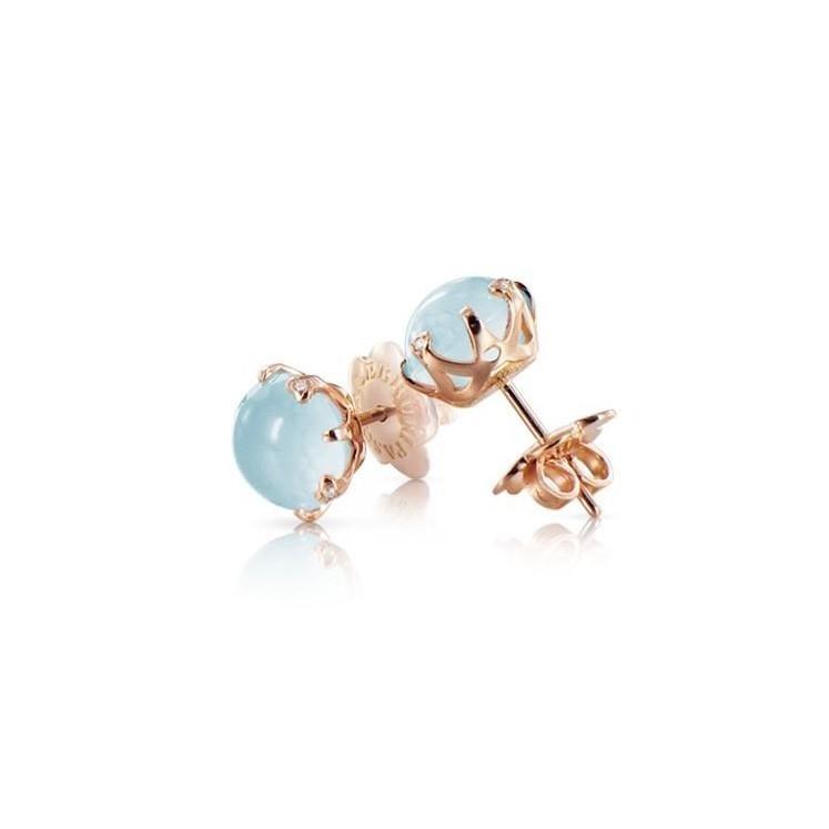Sissi earrings in red gold with blue topaz and diamonds - PASQUALE BRUNI