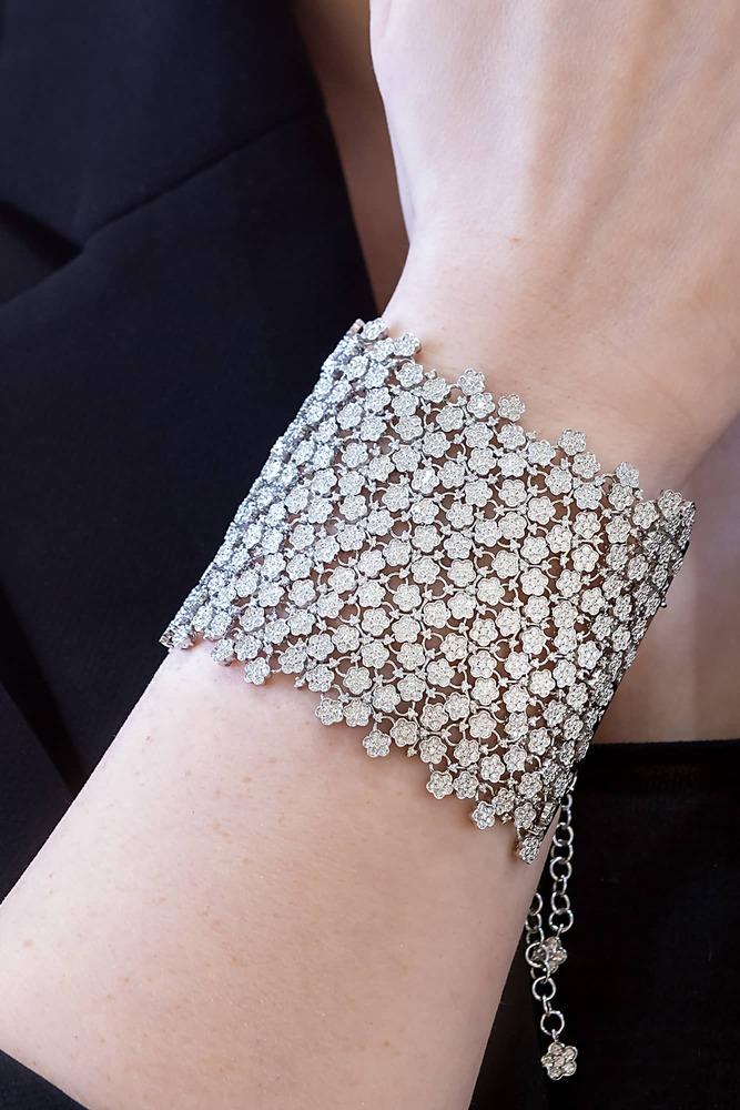 Loto Fiorito bracelet in white gold with diamonds - PASQUALE BRUNI