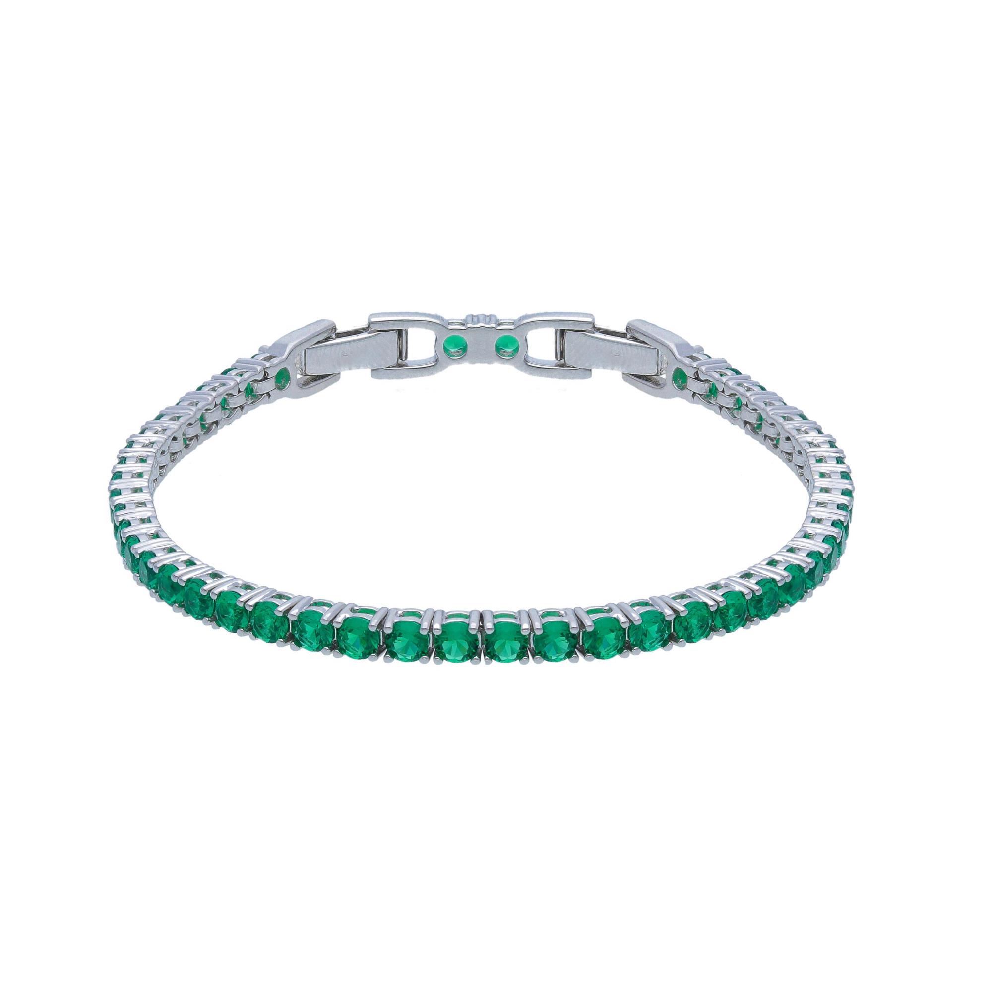 Silver tennis bracelet with green zircons - ORO&CO 925