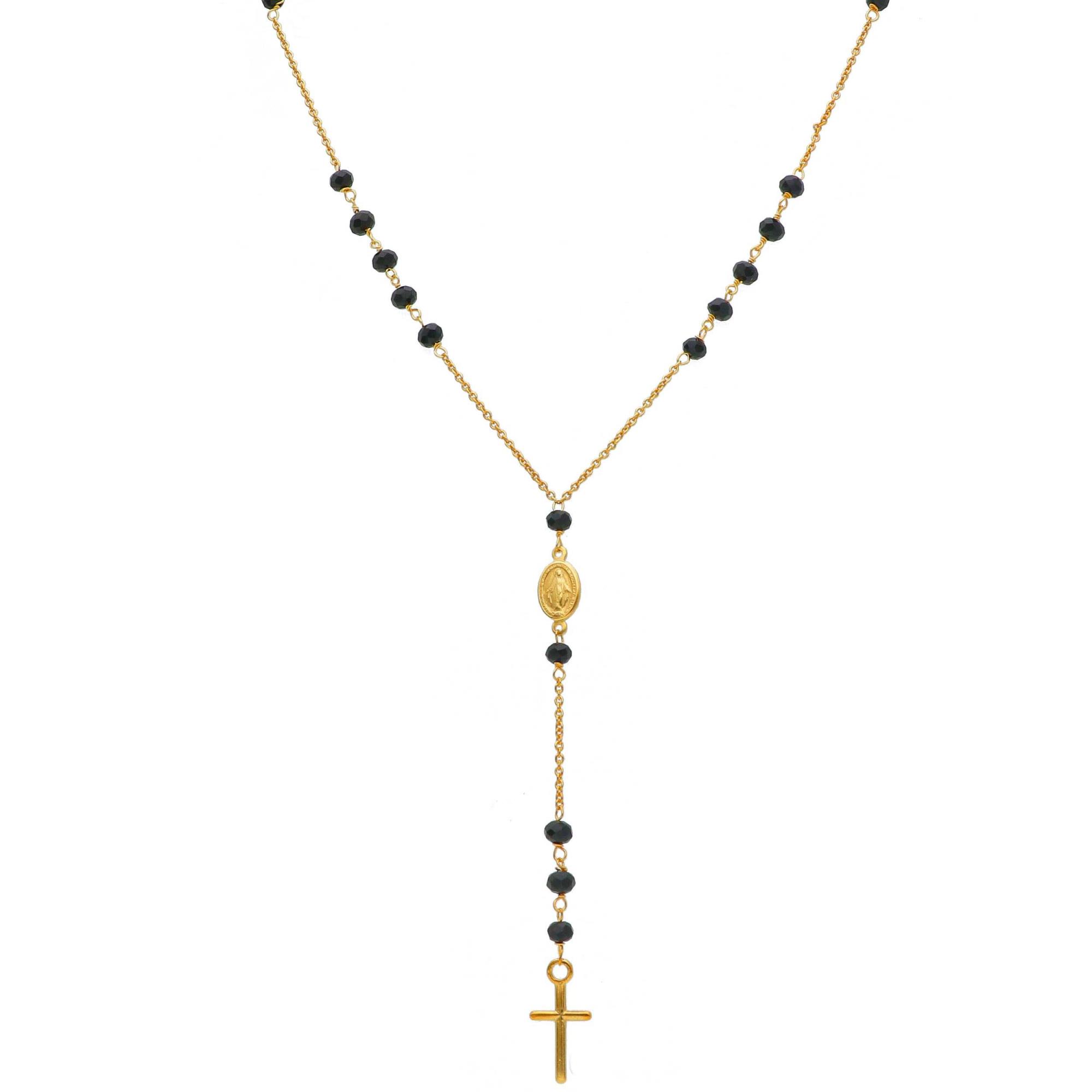 Golden silver rosary necklace with cross - ORO&CO 925