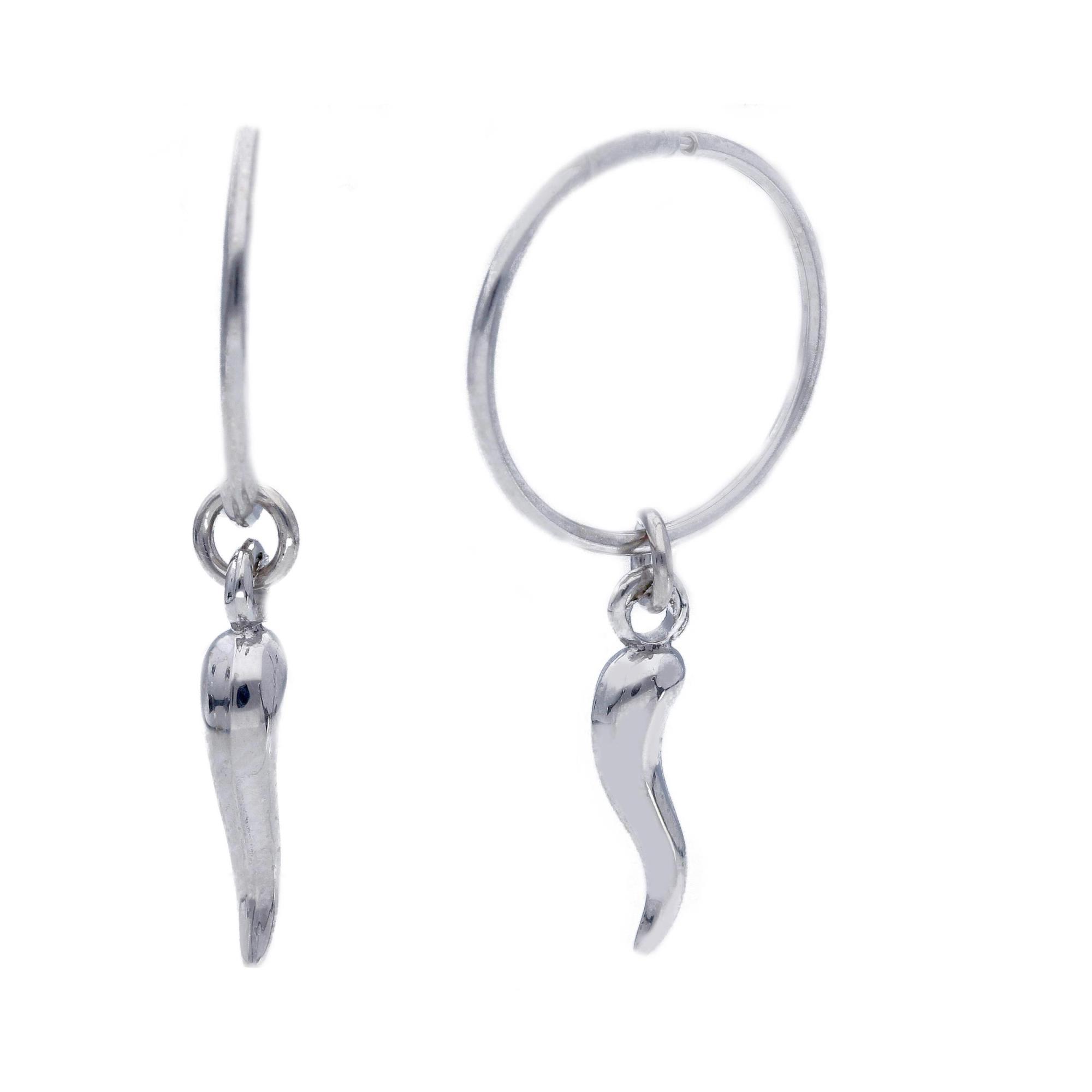 Silver hoop earrings with horn - ORO&CO 925