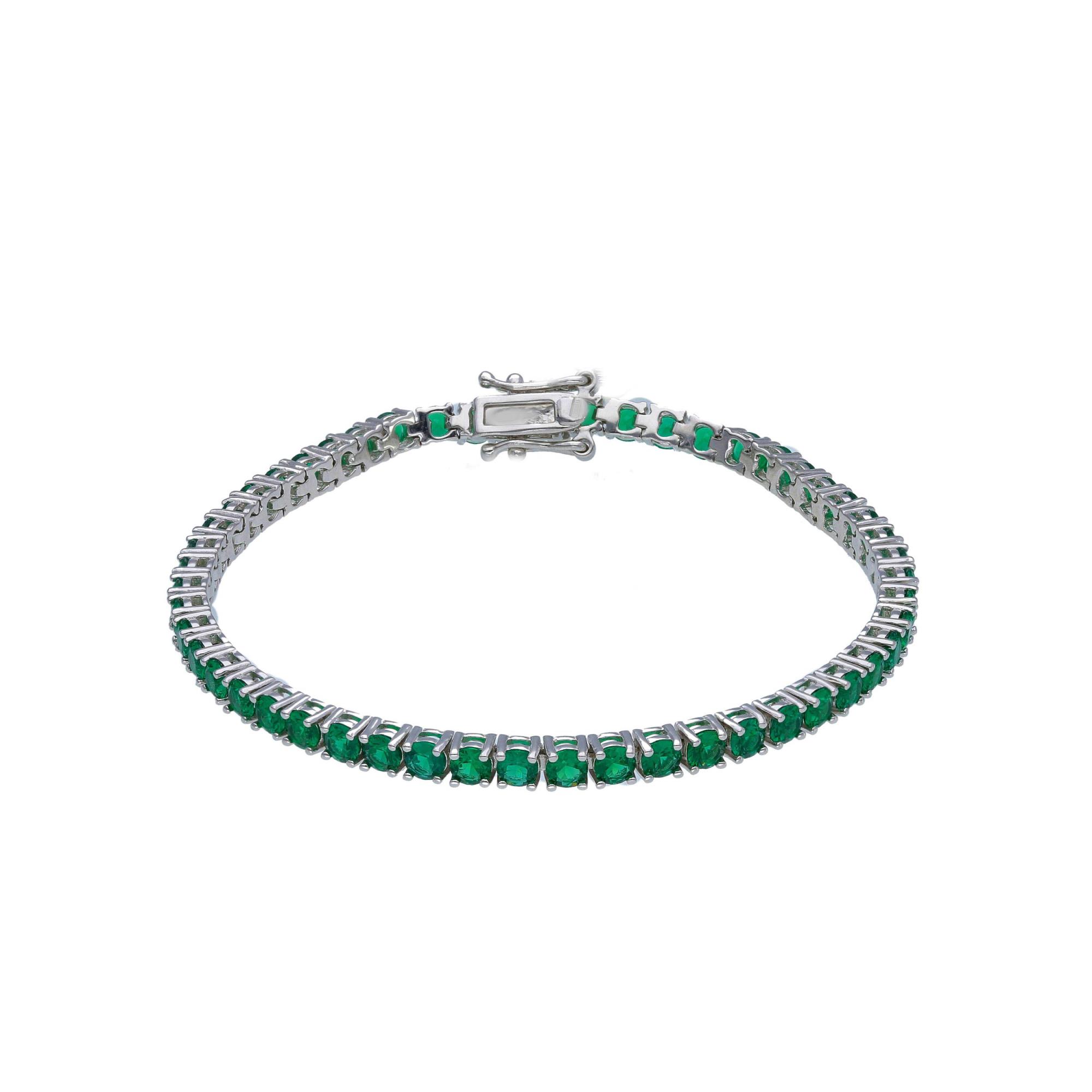 Silver tennis bracelet with green zircons - ORO&CO 925