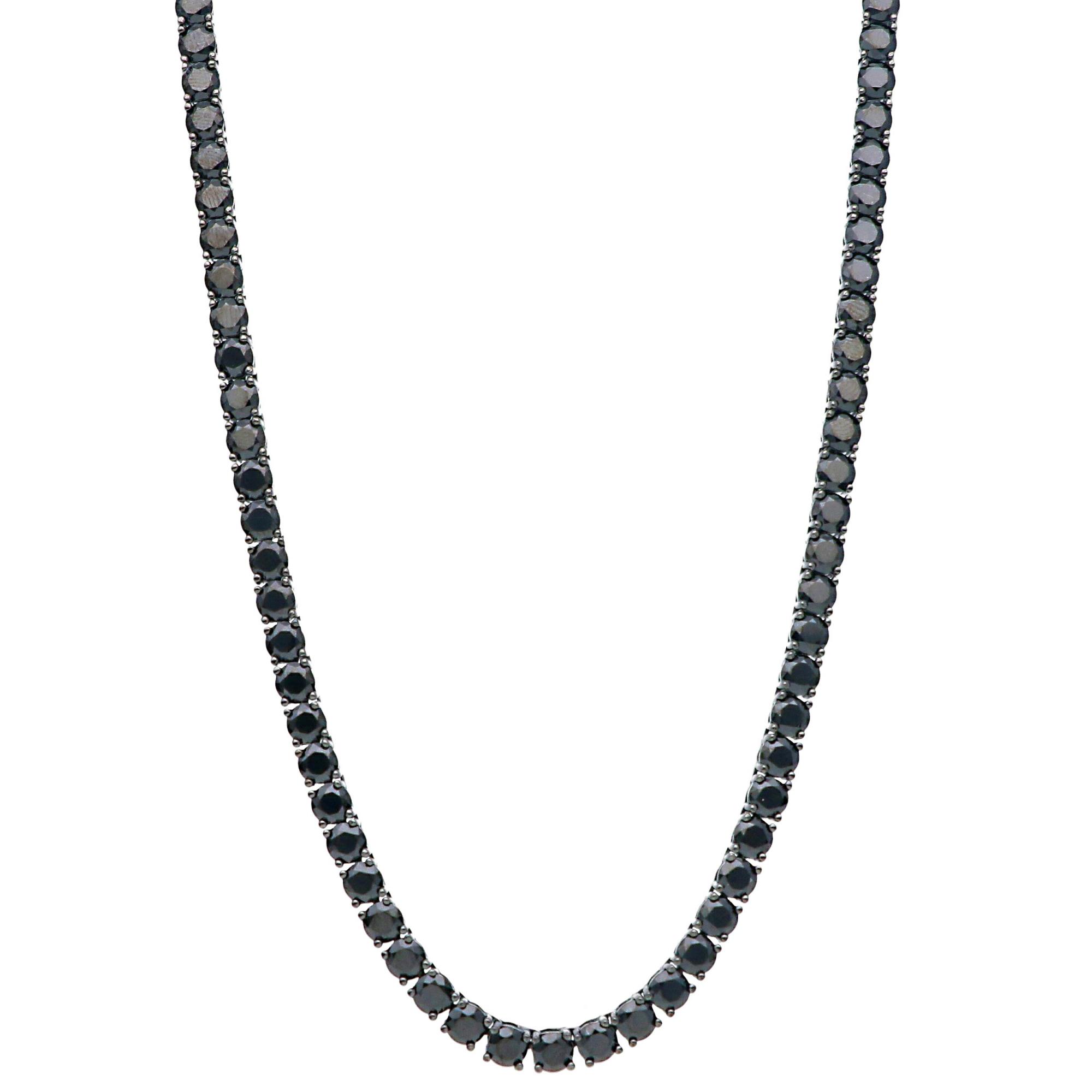 Silver tennis necklace with black zircons - ORO&CO 925