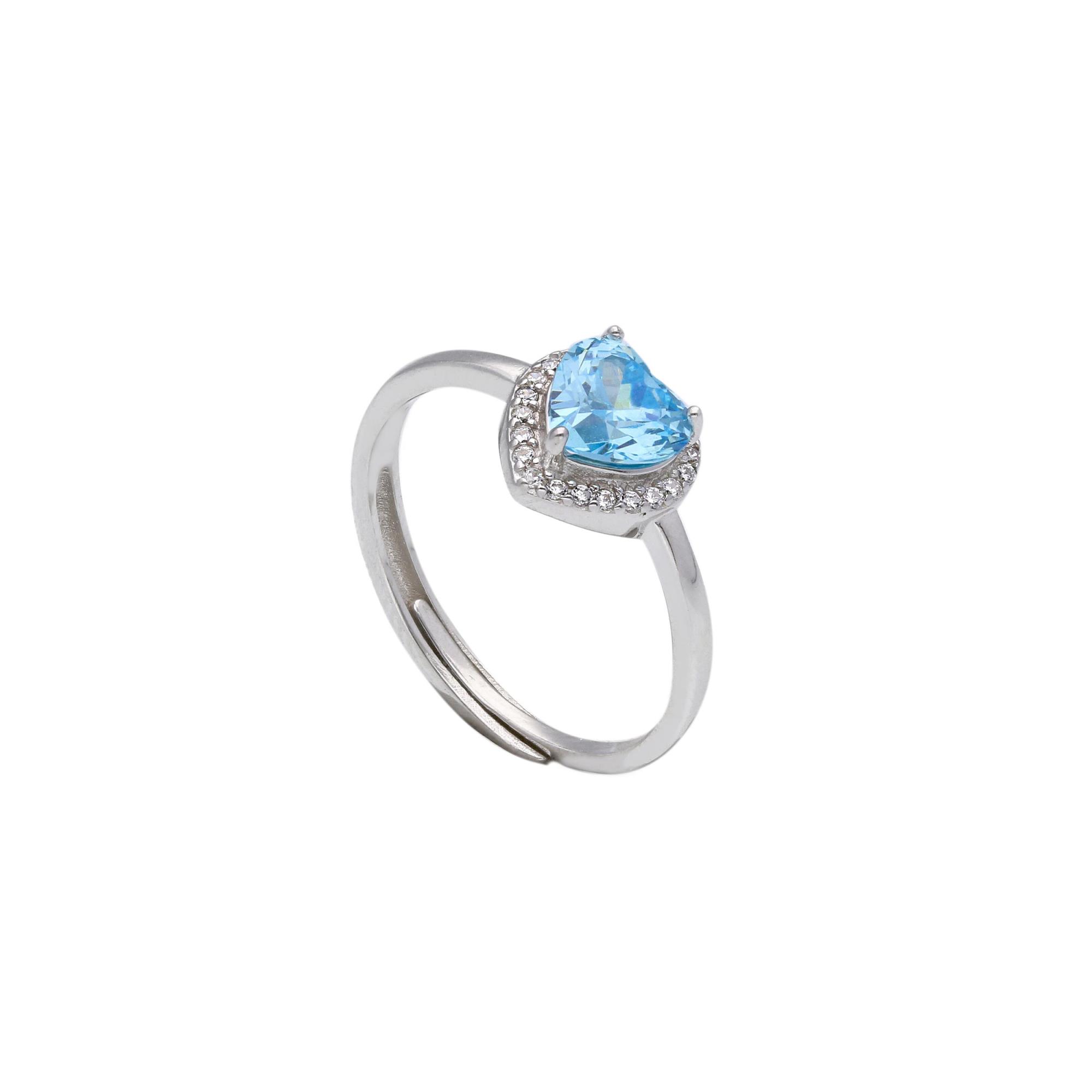 Princess ring in silver with blue stone and zircons - ORO&CO 925