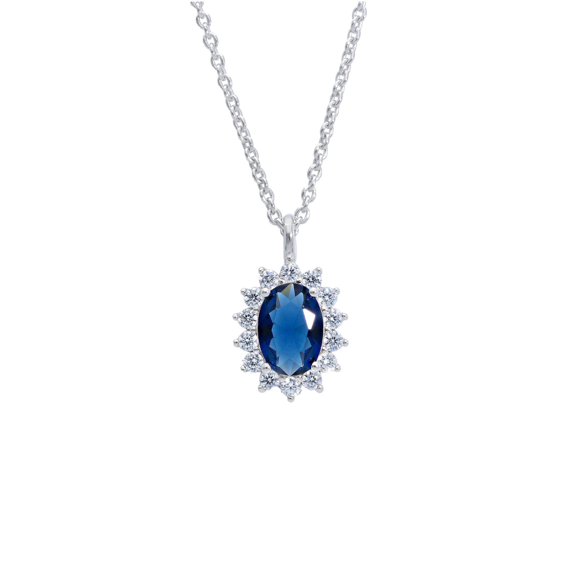 Silver necklace with blue stone and zircons - ORO&CO 925