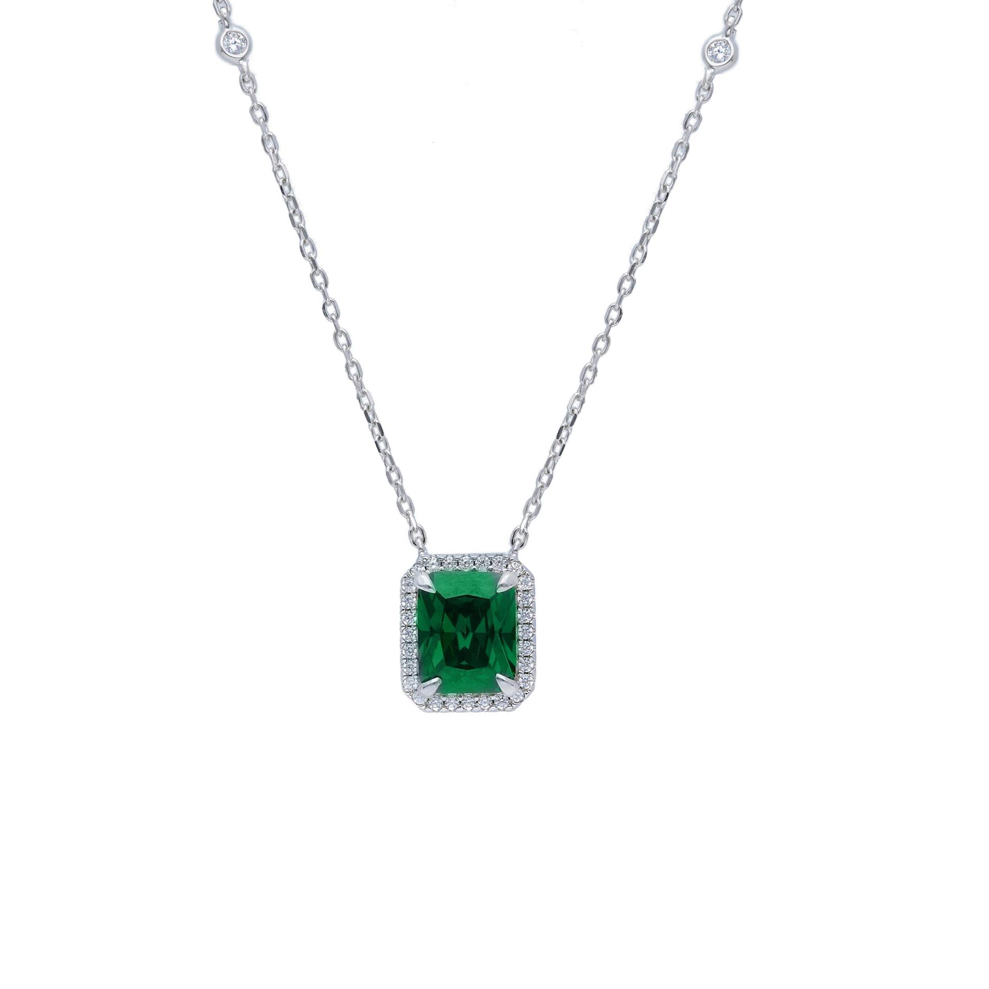 Silver necklace with green and white zircons - ORO&CO 925