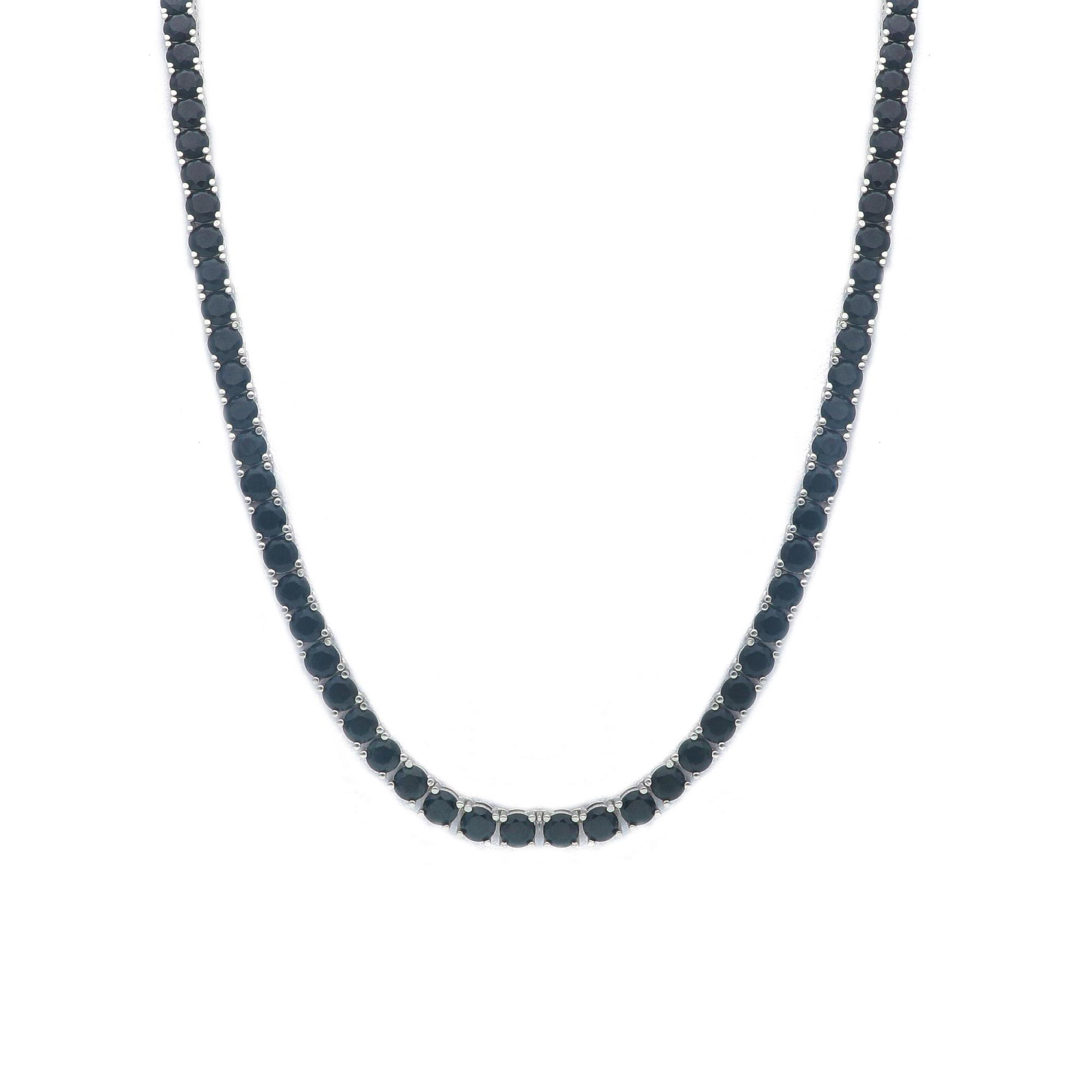 Silver tennis necklace with black zircons - ORO&CO 925