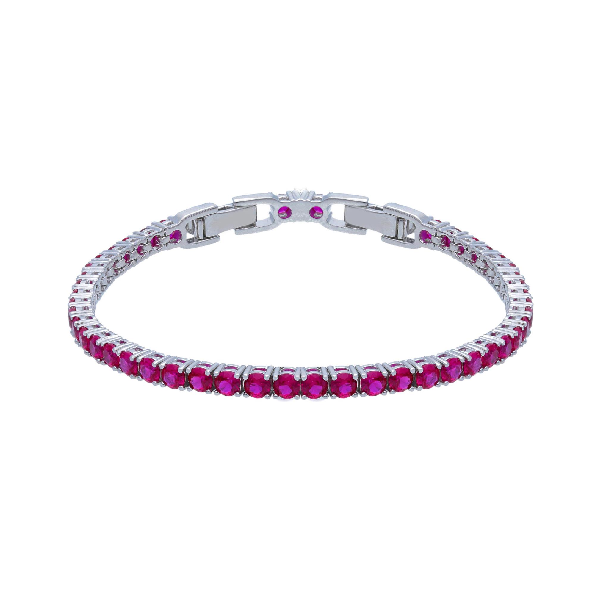 Bracciale tennis in argento con zirconi rossi - ORO&CO 925