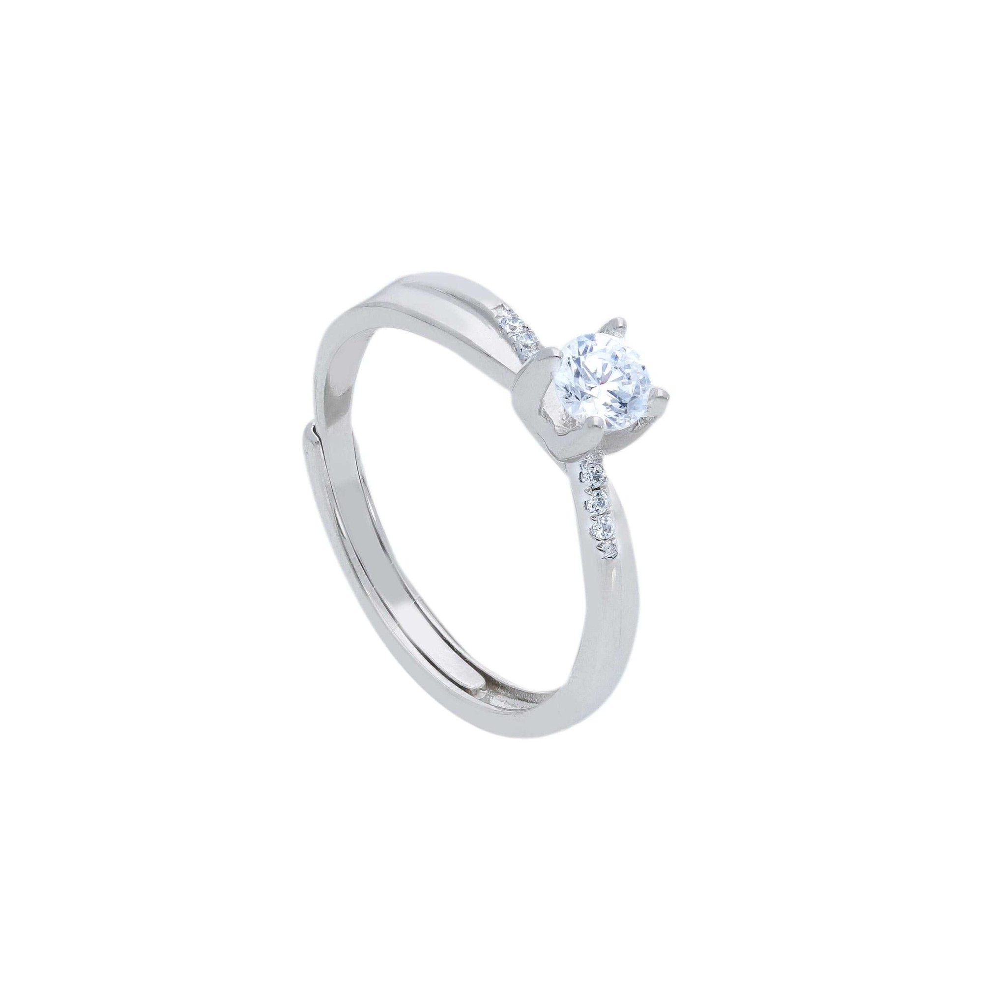 Anello solitario in argento 925 con zirconi bianchi ORO&CO 925 - ORO&CO 925