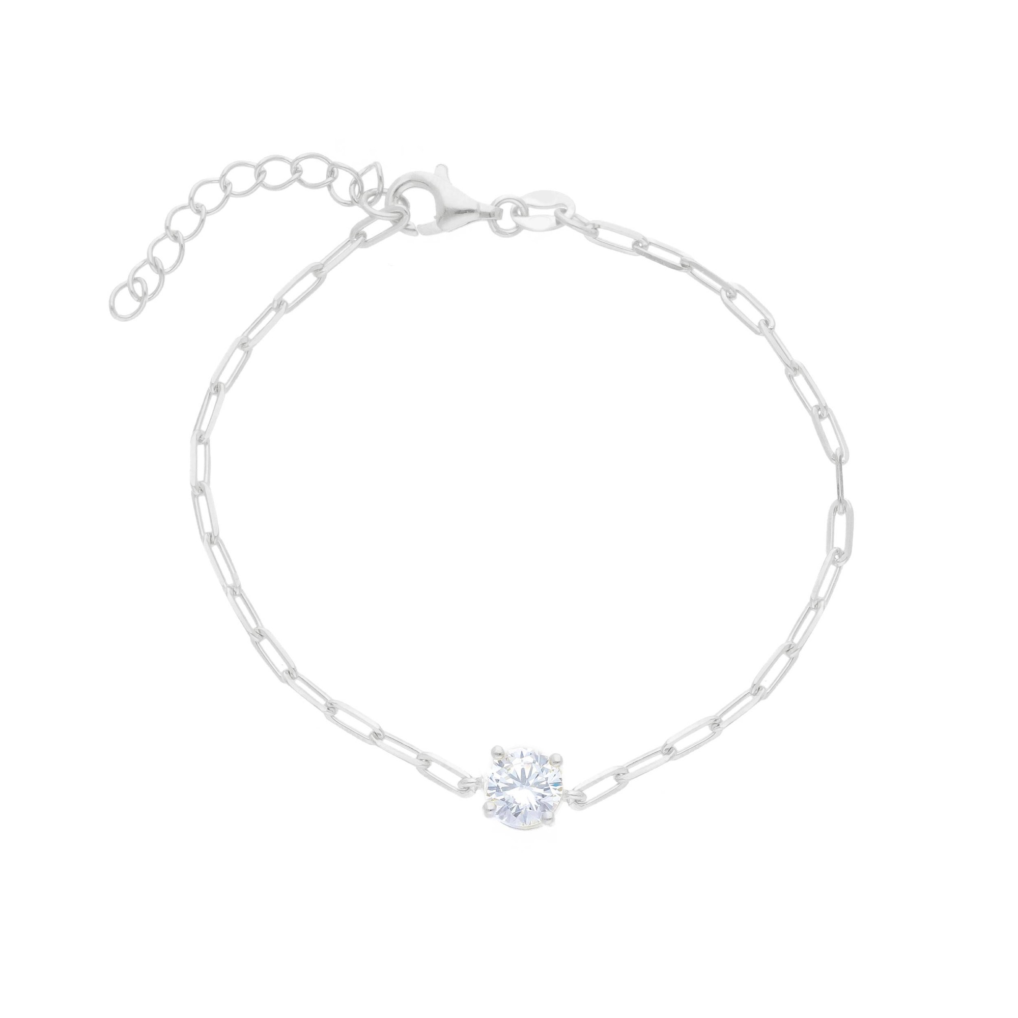 Pulsera de eslabones en plata 925 con circonita central ORO&CO 925 16-19 cm - ORO&CO 925