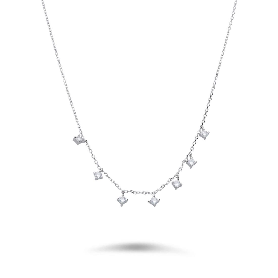 Silver necklace with white zircons - LUXURY MILANO