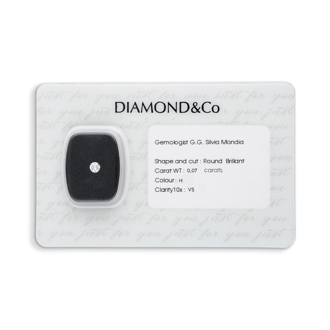 Diamante blisterato taglio brillante ct 0,07 colore H purezza VS - ORO&CO