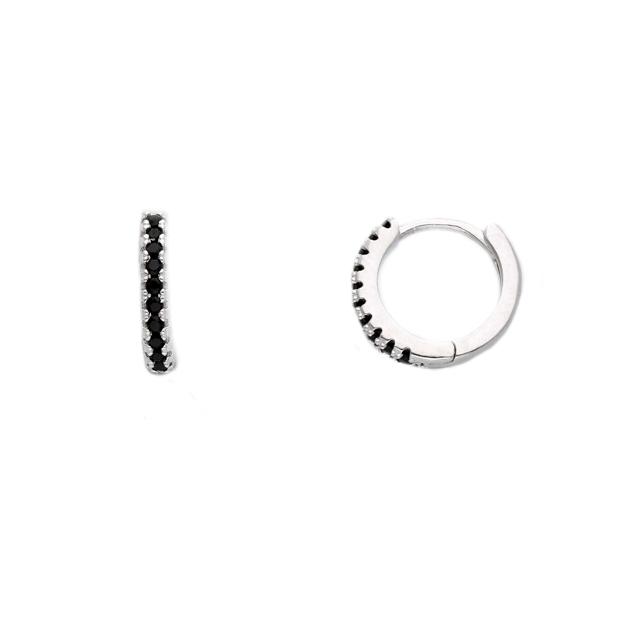 Pendientes de aro en plata 925 circonitas negras ORO&CO 925 - ORO&CO 925