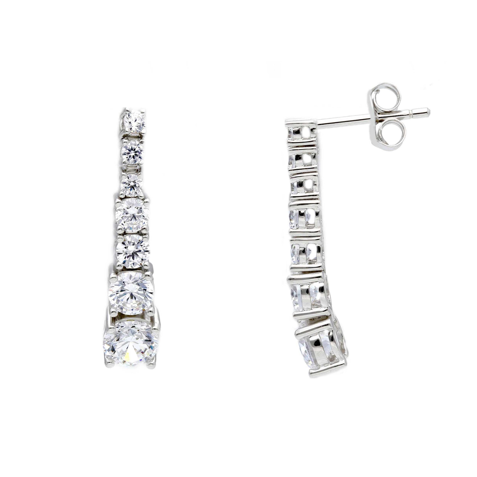 Pendientes colgantes en plata 925 con circonitas blancas ORO&CO 925 2,5 cm - ORO&CO 925